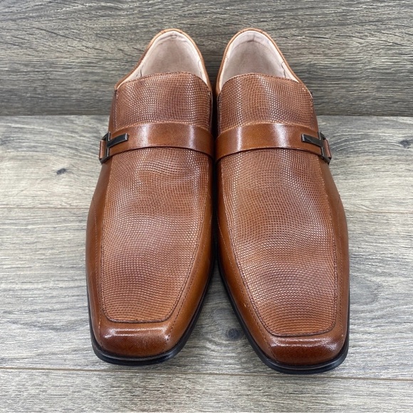 Stacy Adams Brown Leather Slip-On Loafers - Picture 2 of 7